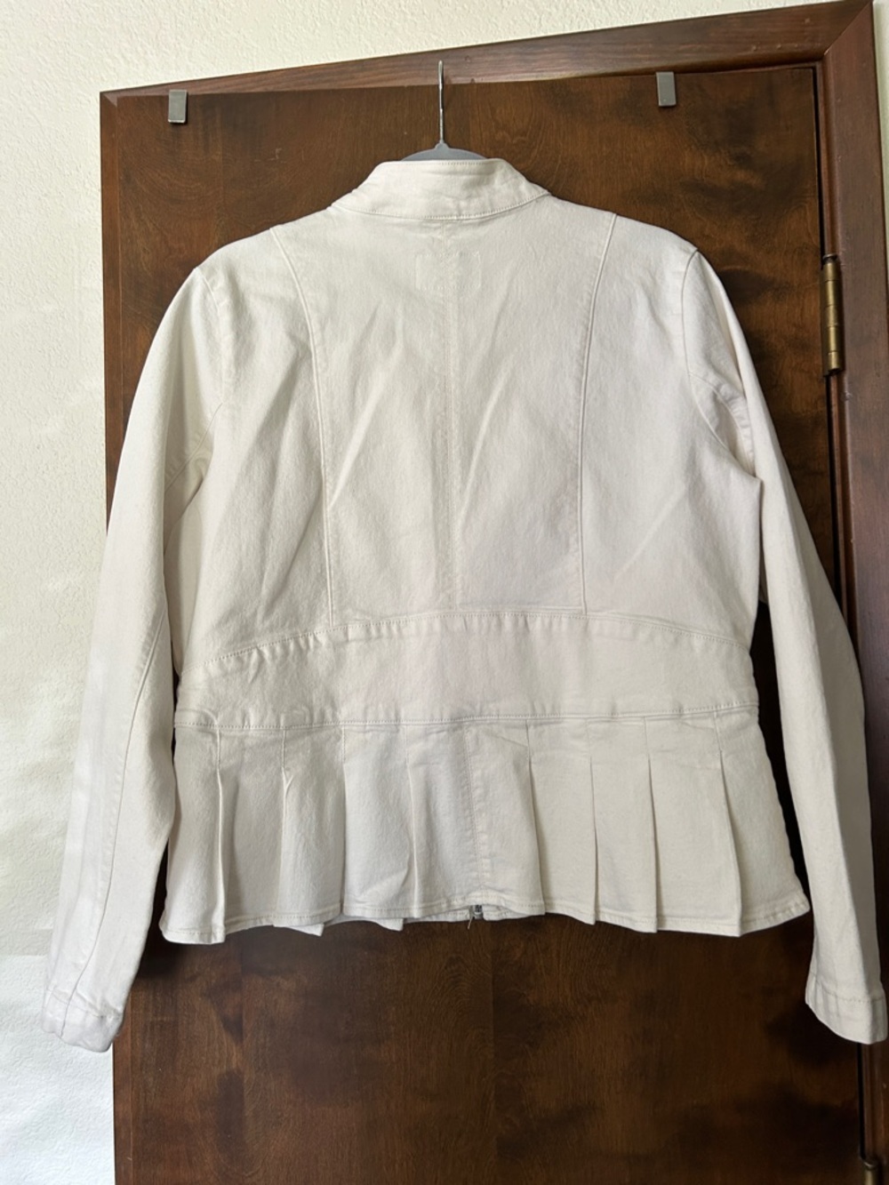 DKNY WHITE PEPLUM ZIP UP MOTO LONG SLEEVE JACKET SIZE LARGE - Picture 4 of 13